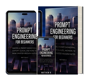 Prompt Engineering for Beginners hardcover, iPad and iPhone mockup